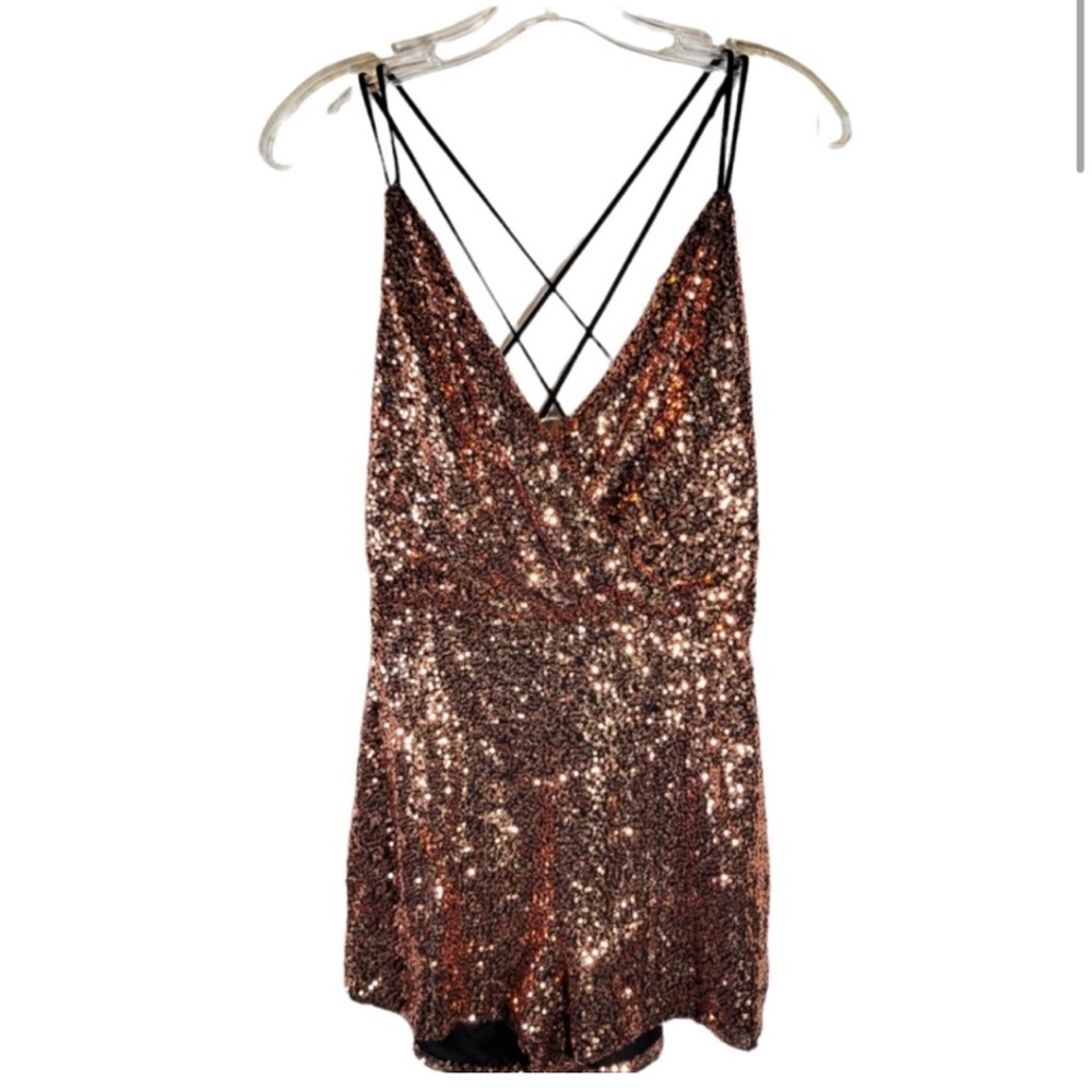 Windsor rose gold sequin romper